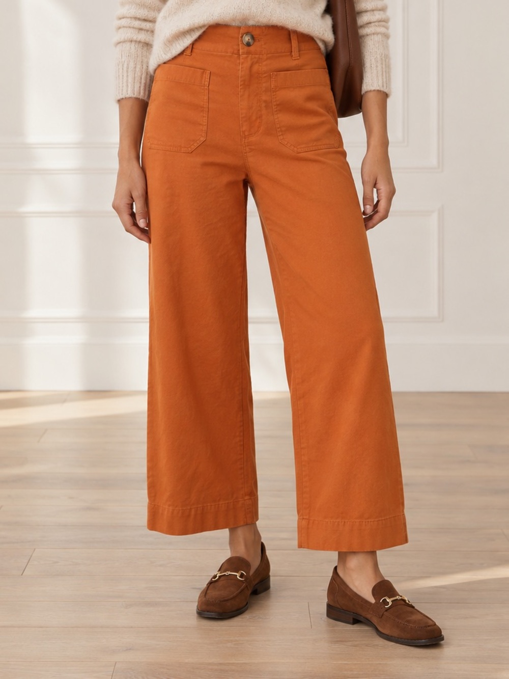 Maeve Anthropologie Colette Pants 27 Copper Rust Magic Fabric High Rise Wide Leg